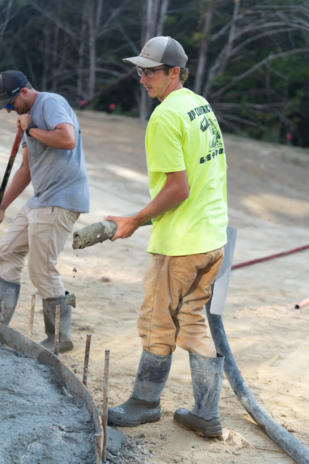 BP Construction owner working on a concrete pour